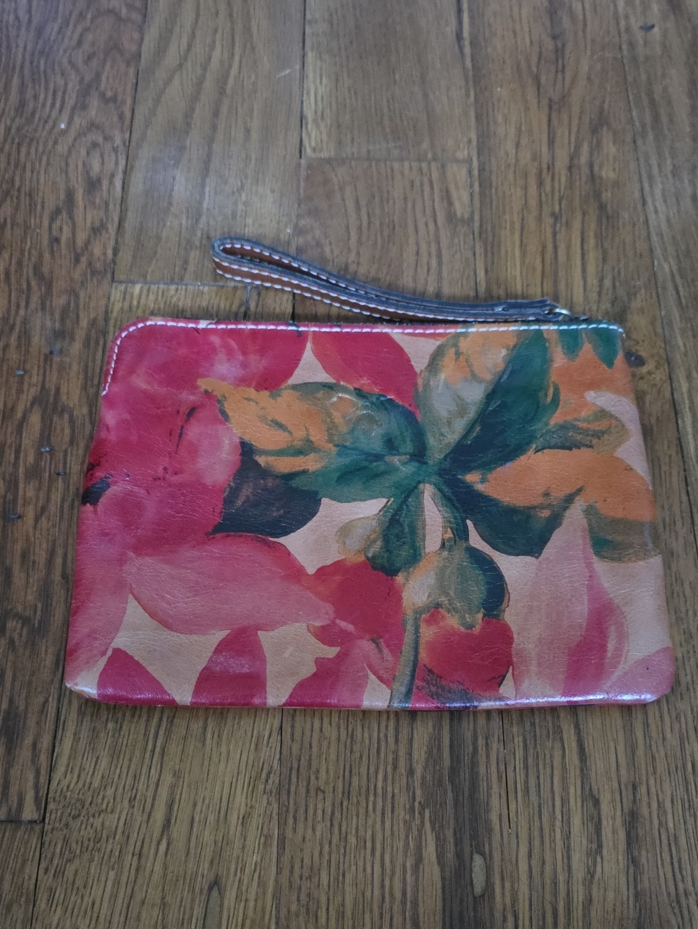 Patricia NASH Floral Print Wristlet Clutch in Pink and Green